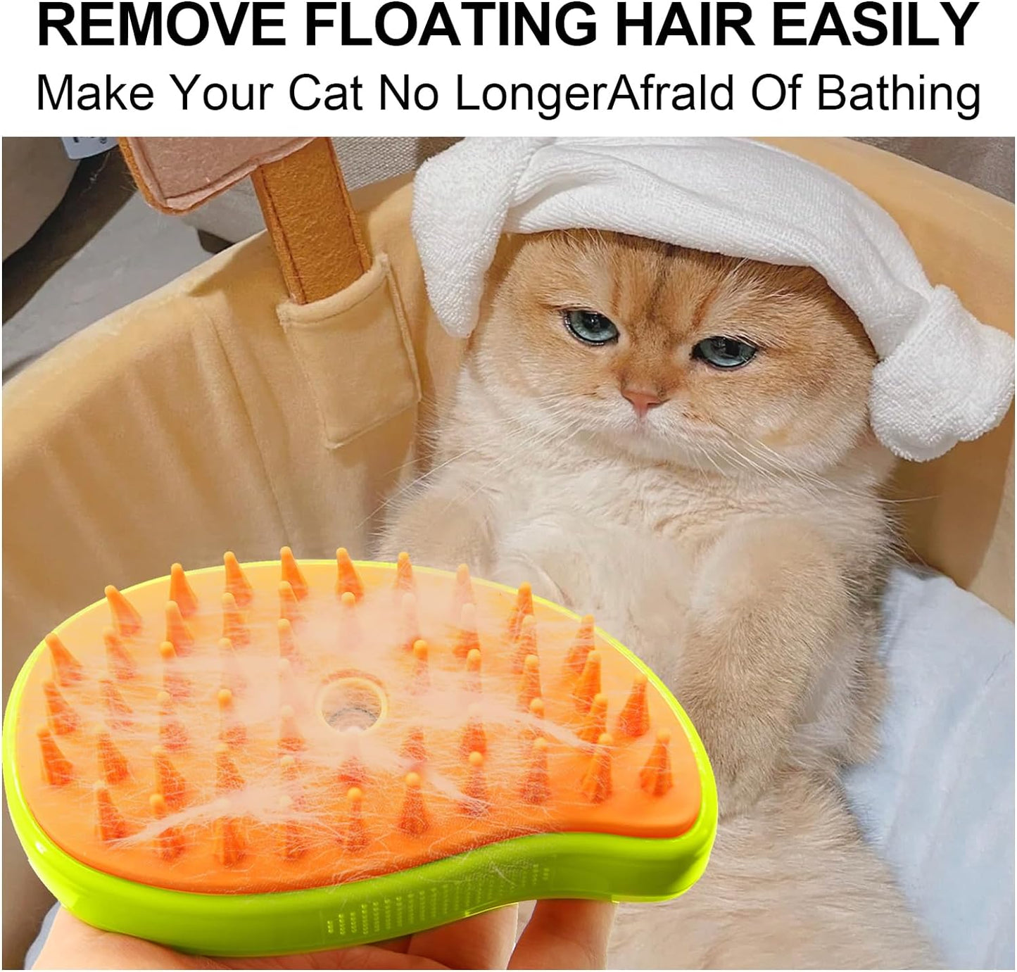 3-in-1 Cat Steamy Brush โ Self-Cleaning Pet Grooming & Hair Removal Comb