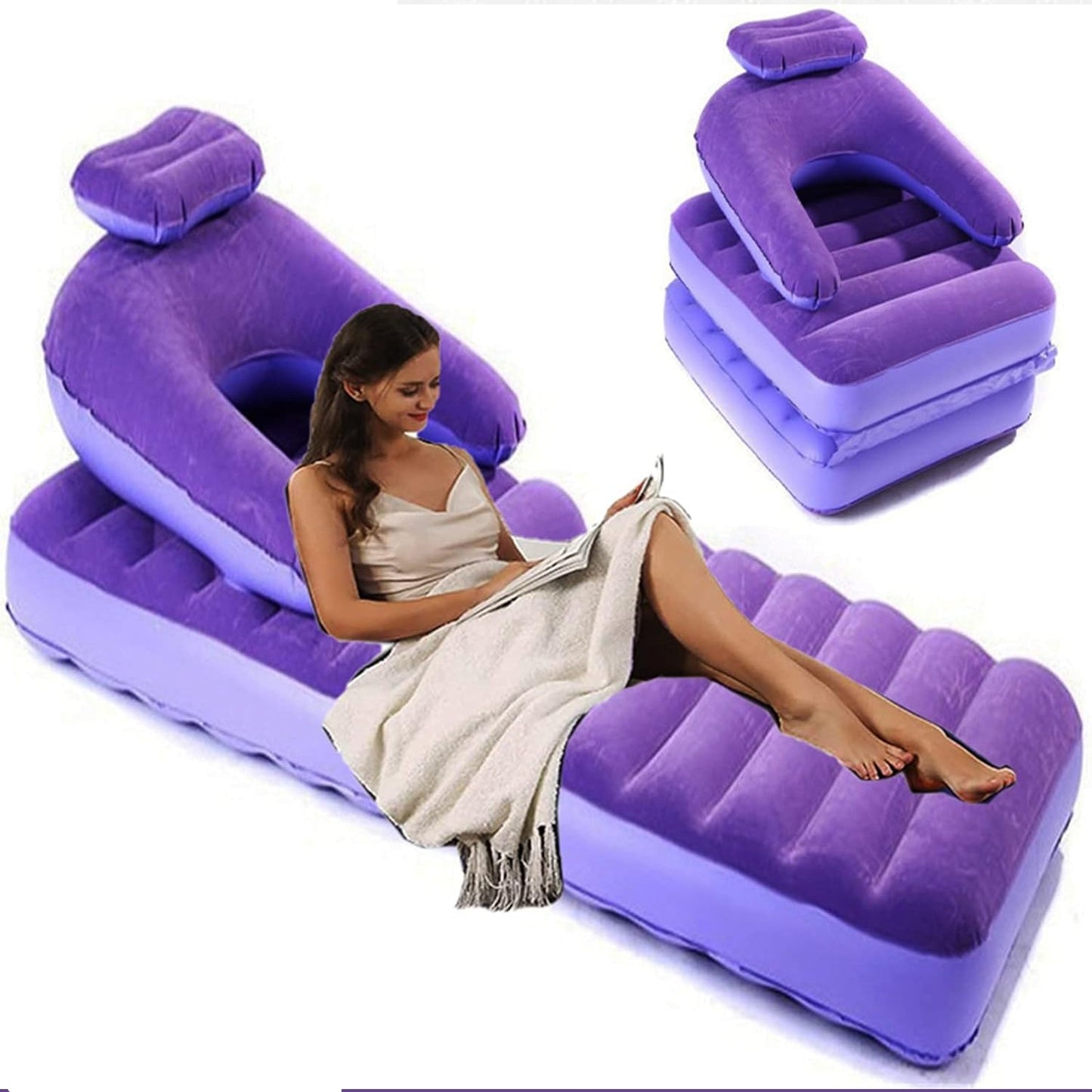 2 In 1 Air Mattress Lounger Portable Inflatable Mattress Air Sofa With Air Hand Pump (17575 Cm)