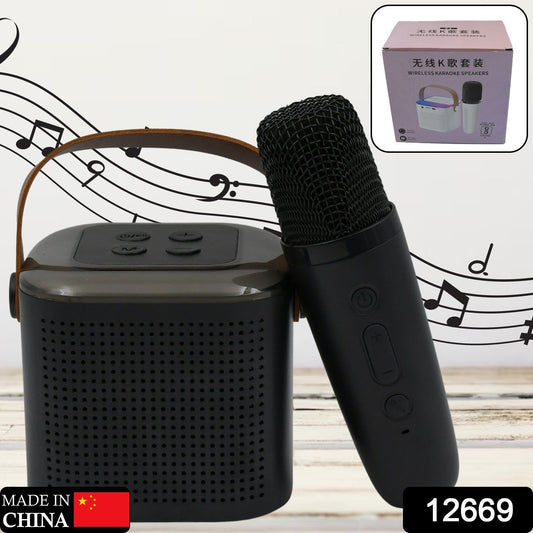 Wireless Speaker Microphone Set, RGB Light Support Memory Card PortableKaraoke Machine Perfect for Travel TV