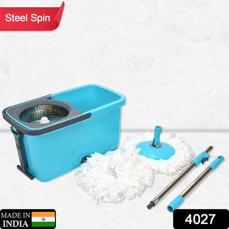 4027 Quick Spin Mop Plastic Spin Bucket Floor Cleaning Easy Wheels Big Bucket Floor Cleaning Mop With Bucket