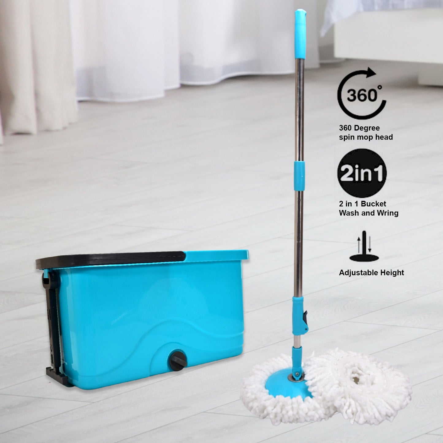 4027 Quick Spin Mop Plastic Spin Bucket Floor Cleaning Easy Wheels Big Bucket Floor Cleaning Mop With Bucket