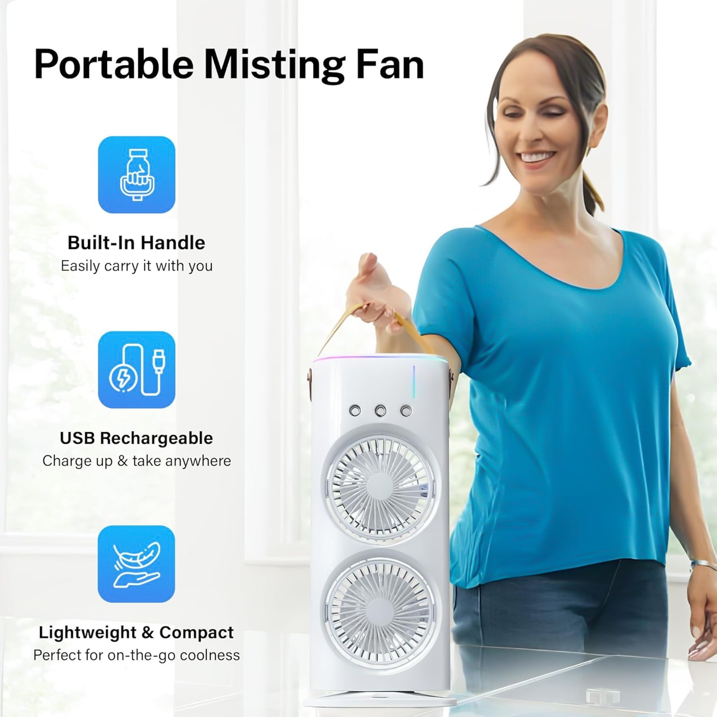 Electric Fan Desktop Double-head Powerful Air Cooler (1 Pc With Remote)