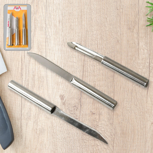 Stainless Steel Multipurpose Sharp Cutting Knife with Non-Slip Handle for Fruit, Meat and Vegetable Chopping (Pack Of 3)