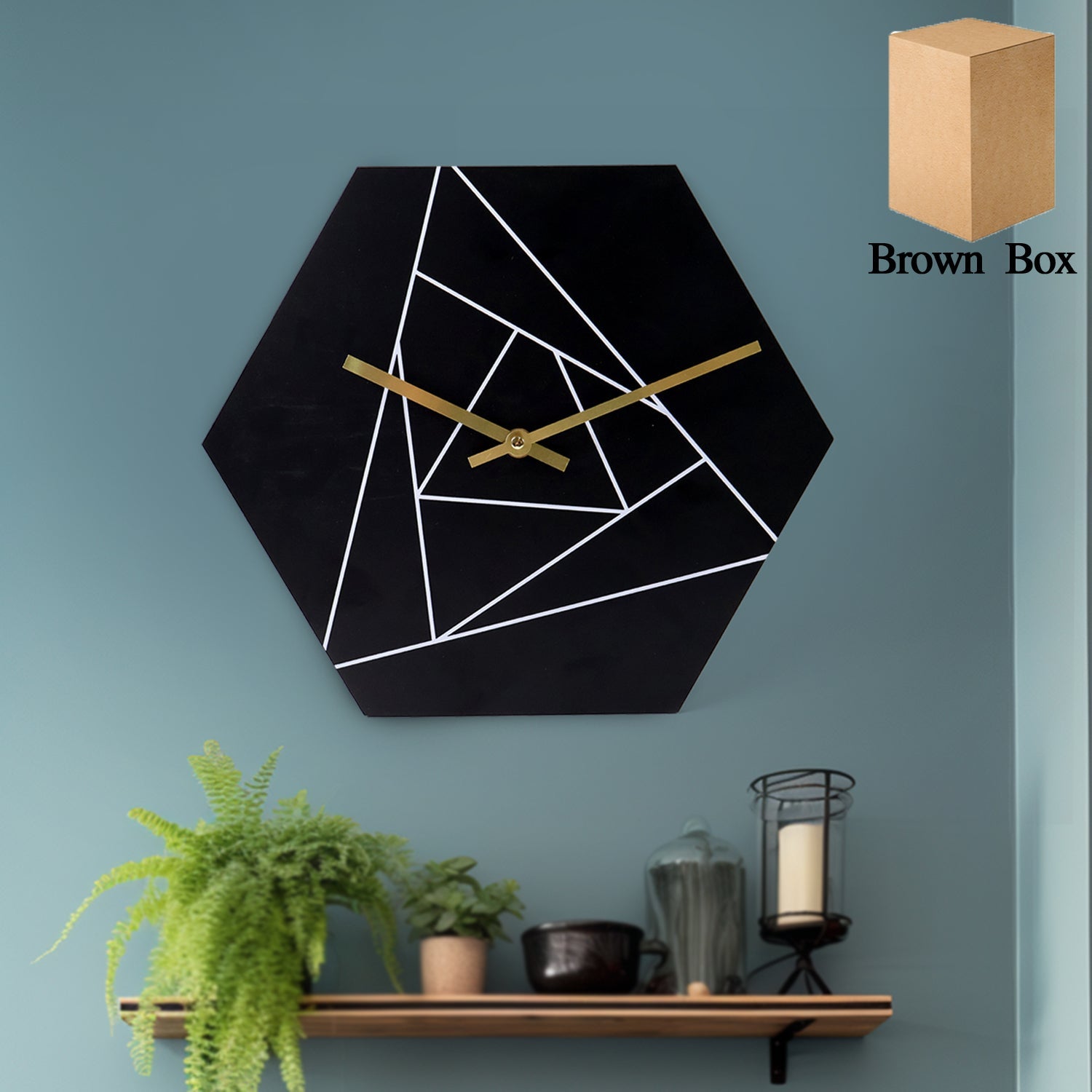 Modern Geometric Hexagon Wall Clock 
