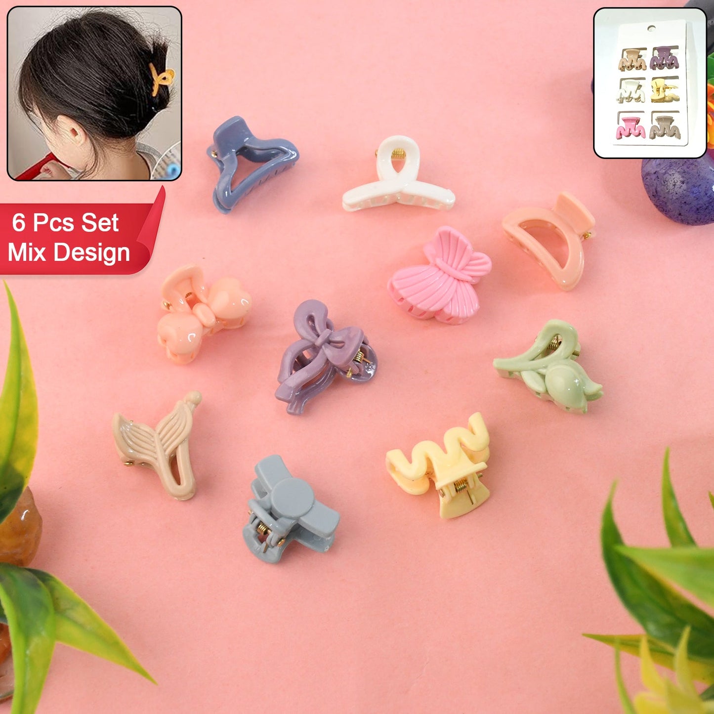 Hair Clips for Girls Kids Hair Accessories (6 Pcs Set), Hair accessories (Mix Design)