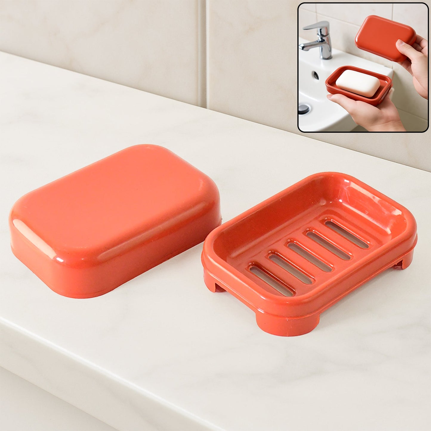 Brick Red Plastic Soap Case