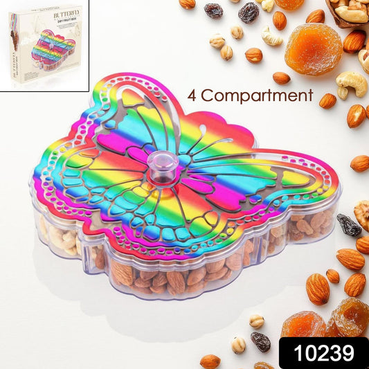 4-Compartment Round Silver Box for Dry Fruits