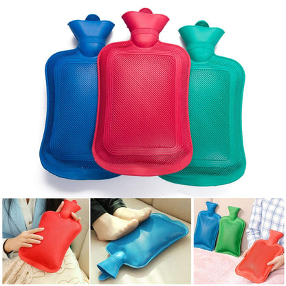 Compact rubber hot water heating bag for medium heat therapy applications.