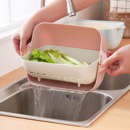 Double-layered strainer for effective washing and serving