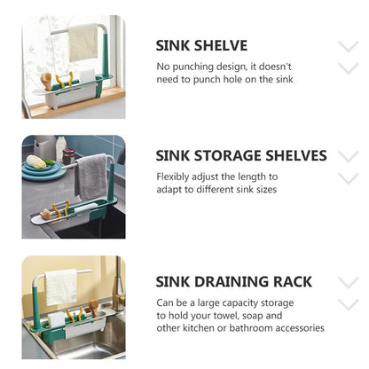 Adjustable drying basket rack for kitchen