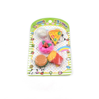 3D Food Shape Fancy & Stylish Colorful Erasers, Mini Eraser Creative Cute Novelty Eraser for Children Eraser Set for Return Gift, Birthday Party, School Prize(5 Pcs Set)