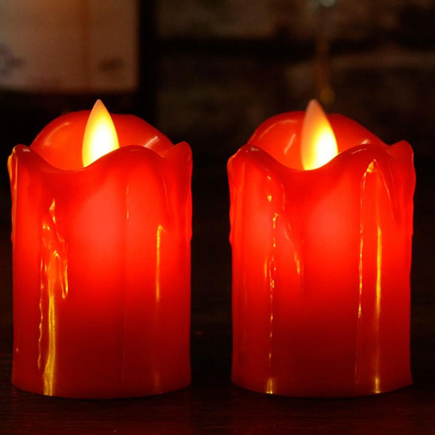 Decorative multicolor flameless candles set.