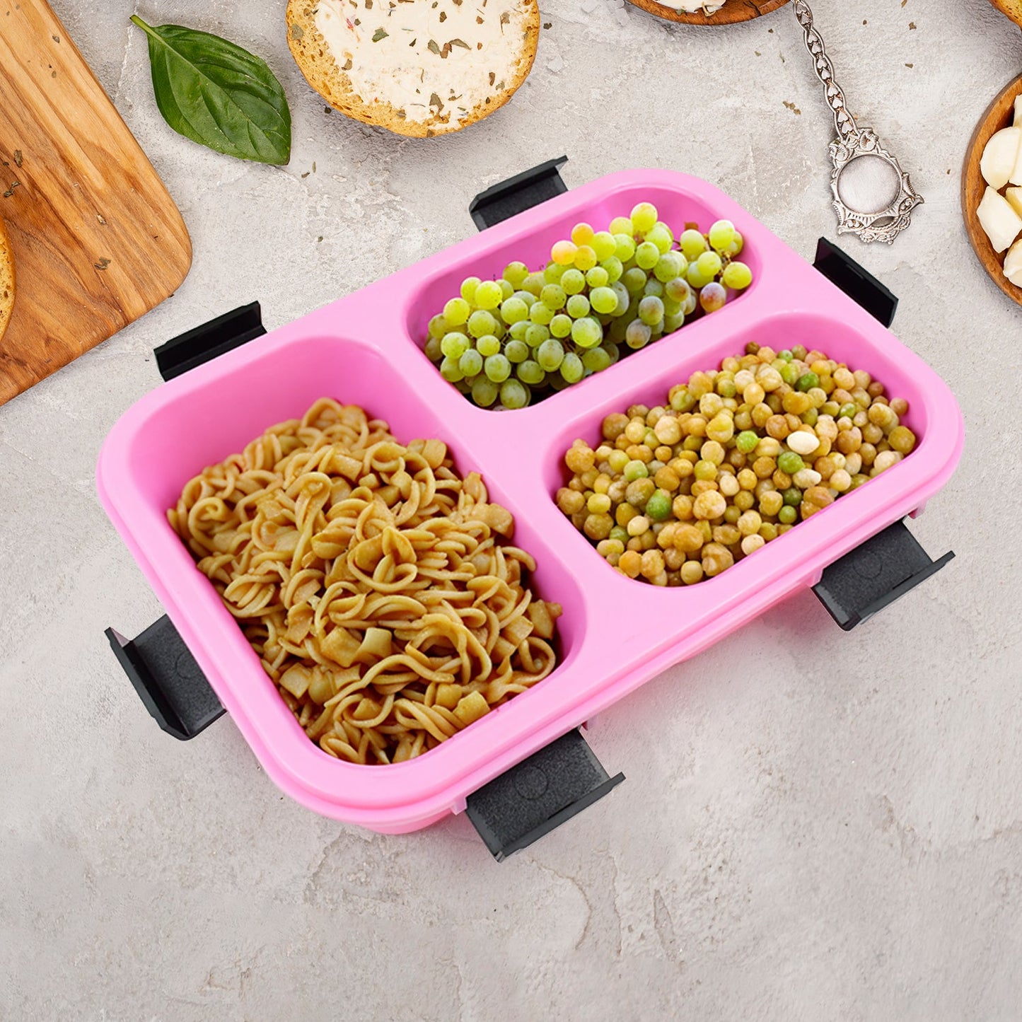 Plastic 3 Compartment Insulated Lunch Box, Lunch Box (1 Pc)