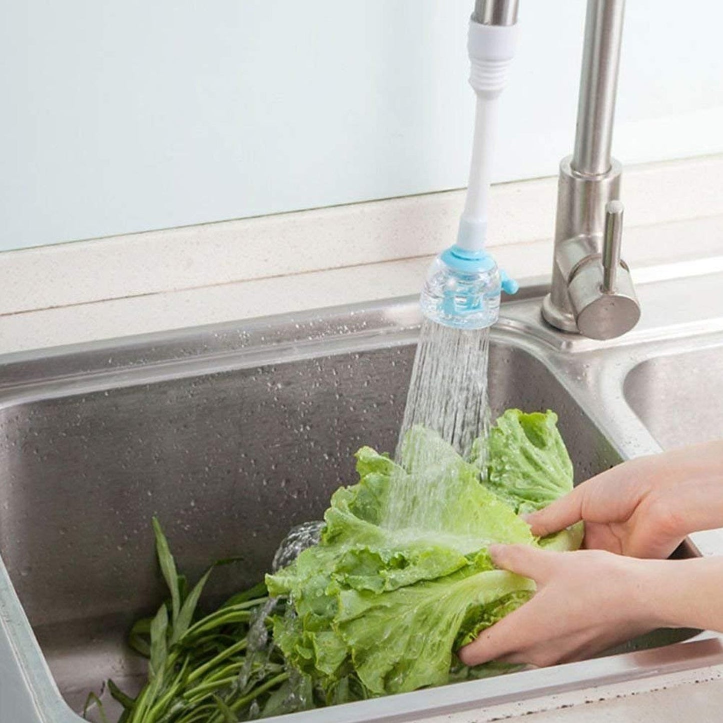 Flexible Faucet Extender & Splash-Control Sprayer