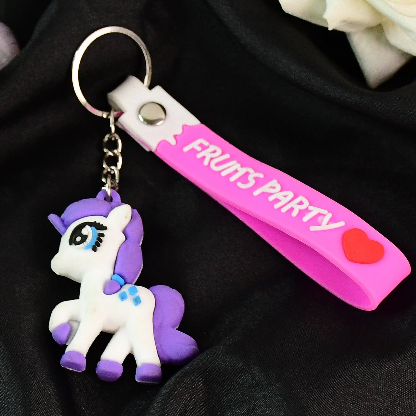 Cute Cartoon Unicorn Keychain with Silicone Strap (1 Pc / Mix design)
