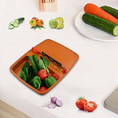 Fruit and vegetable cut and wash box with tray, for easy cleaning and cutting.