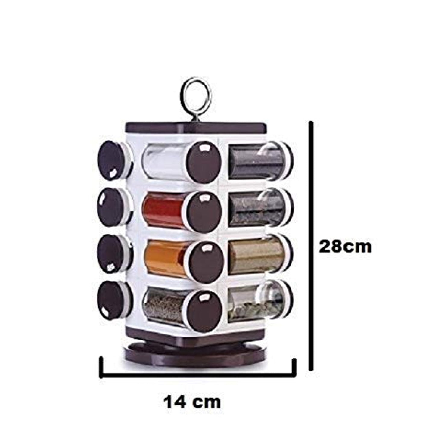 Revolving spice rack by Ganesh, 16 plastic dispensers, 100 ml each.