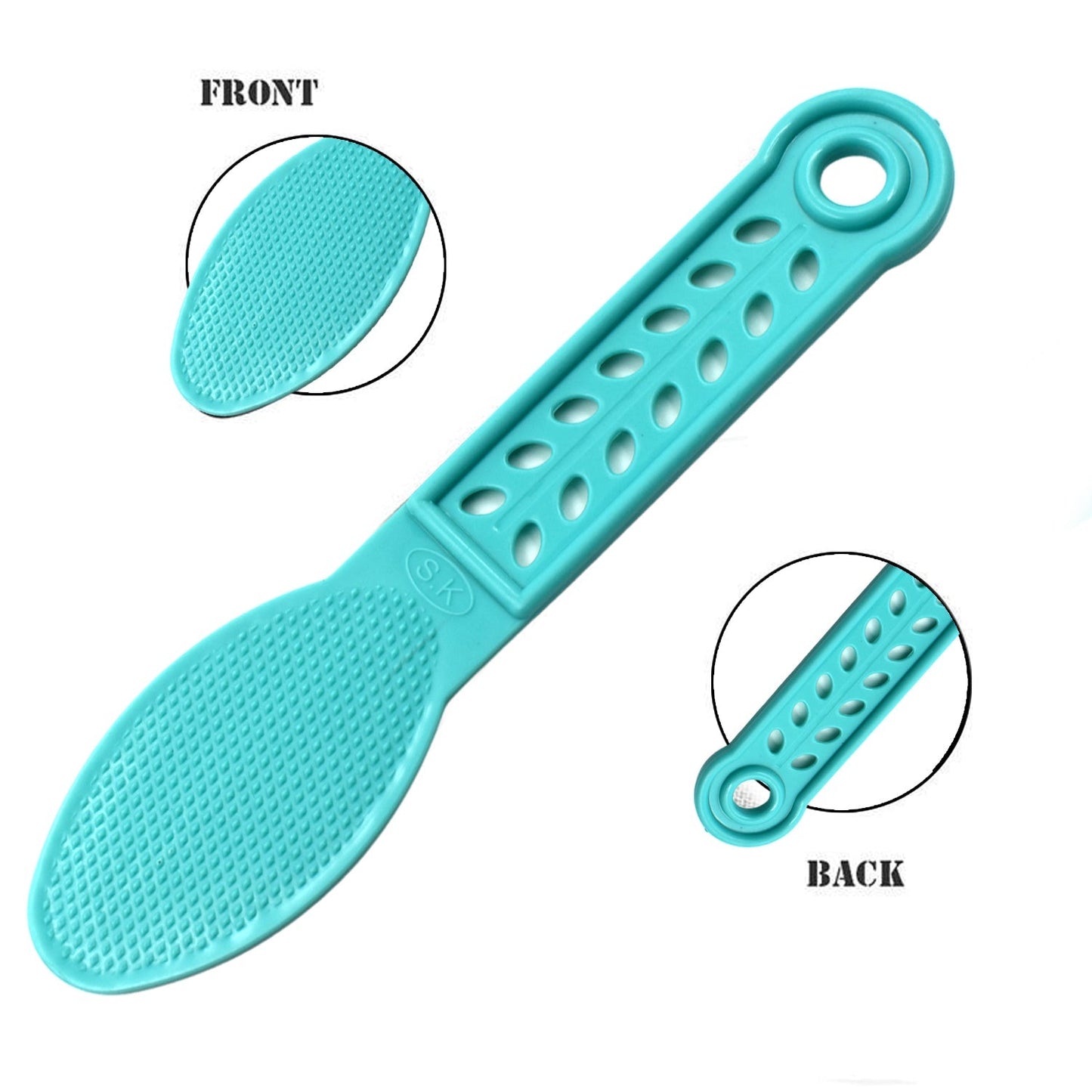 Textured foot scrubber for smooth feet.