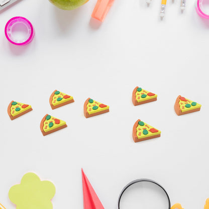 3D Pizza Slices Kids Favourite Food Eraser, Pizza 7 slice eraser for kids Adults fast food lover Stationary Kit Fancy & Stylish Colorful Erasers, for Return Gift, Birthday Party, School Prize