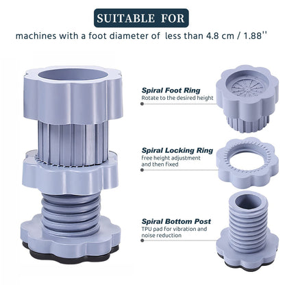 Washing machine support, anti vibration washing machine support adjustable washer anti vibrasion stands, washer & dryer pedestals, Washing Machine Accessory Anti- Skid stand PVC Lifting stand Non-Slip ( 4 Pc Set )