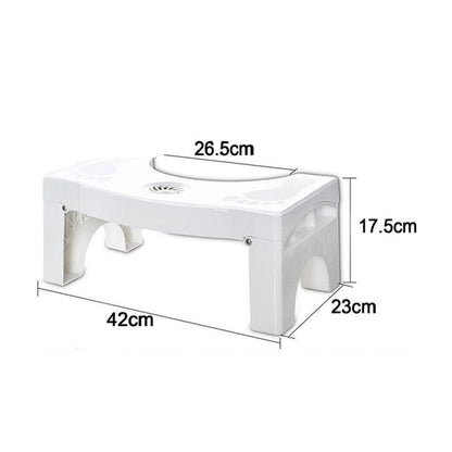 White plastic squat stool with secure non-slip feet for toilets.