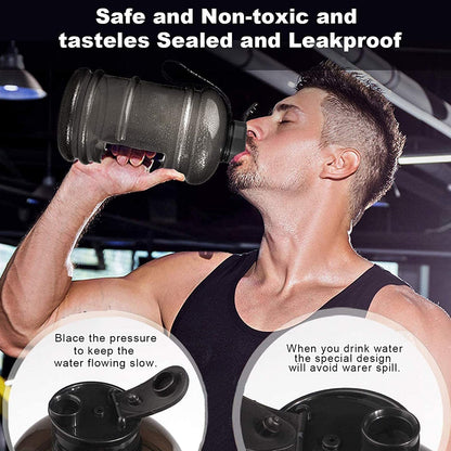 Gallon water bottle with strainer for gym use