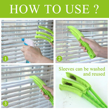 Window Blind Cleaner Duster Brush with Microfiber Sleeves - Blind Cleaner Tools for Window Shutters Blind Air Conditioner Jalousie Dust