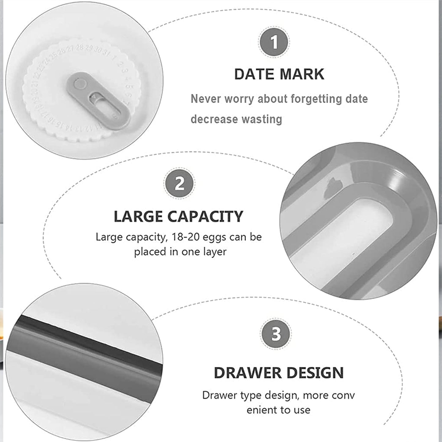 Egg Storage Box Plastic Egg Drawer Fridge Egg Organizer Egg Keeper Refrigerator Egg Drawer Plastic Egg Carton Covered Egg Holder Pantry Egg Bin Household Egg Tray (1 Pc)