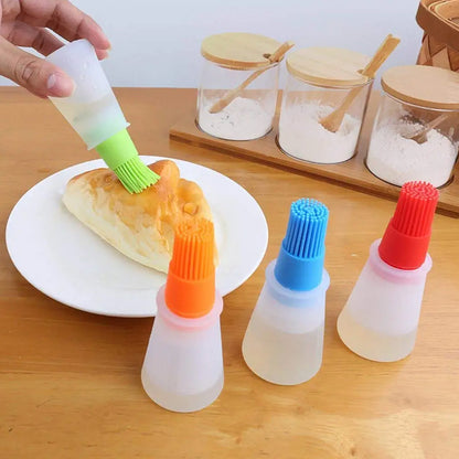 Oil bottle with silicone brush for cooking