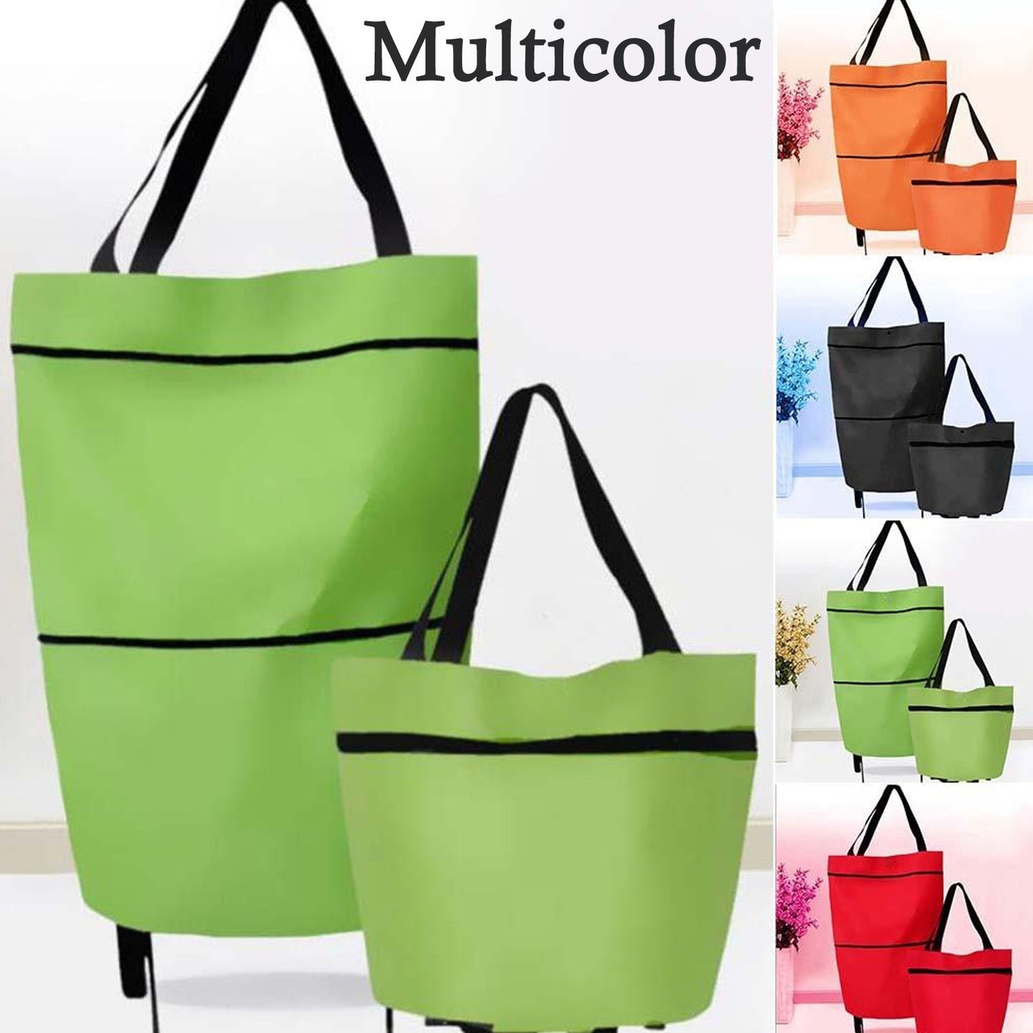 Luggage trolley folding bag for travel and shopping.