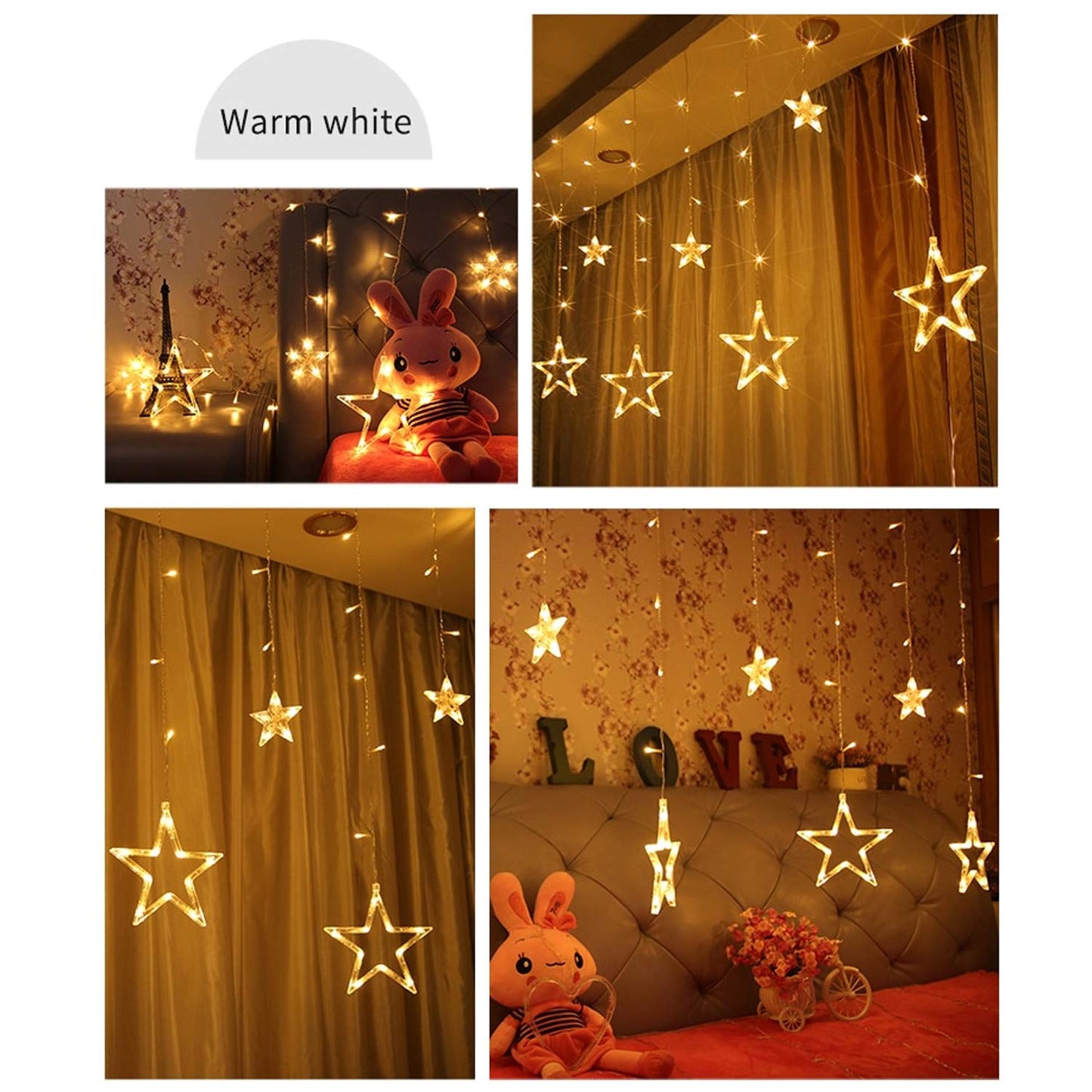 12 stars string lights for decorating windows during festivals