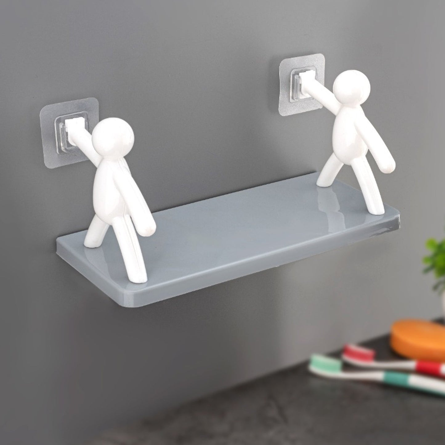 Floating wall shelf for bedroom, living room, or kitchen, mounted design for versatile use.