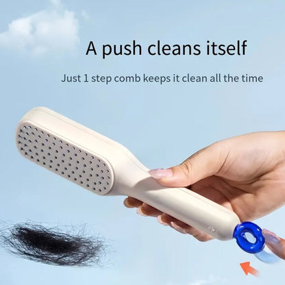 Self-Cleaning Hairbrush, Self-Cleaning Anti-Static Detangling Massage Comb, One-pull Clean Scalable Rotate Lifting Self Cleaning Hairbrush Hair Styling Tools