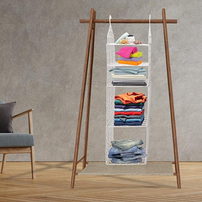 MULTIPURPOSE 5 LAYER FOLDING CLOTHES STORAGE RACKS||CLOSET FOR STUDENTS WARDROBE SHELVES SOCKS, SCARF, T-SHIRT, ETC||HANGING ORGANIZER STORAGE HOLDERS & RACKS