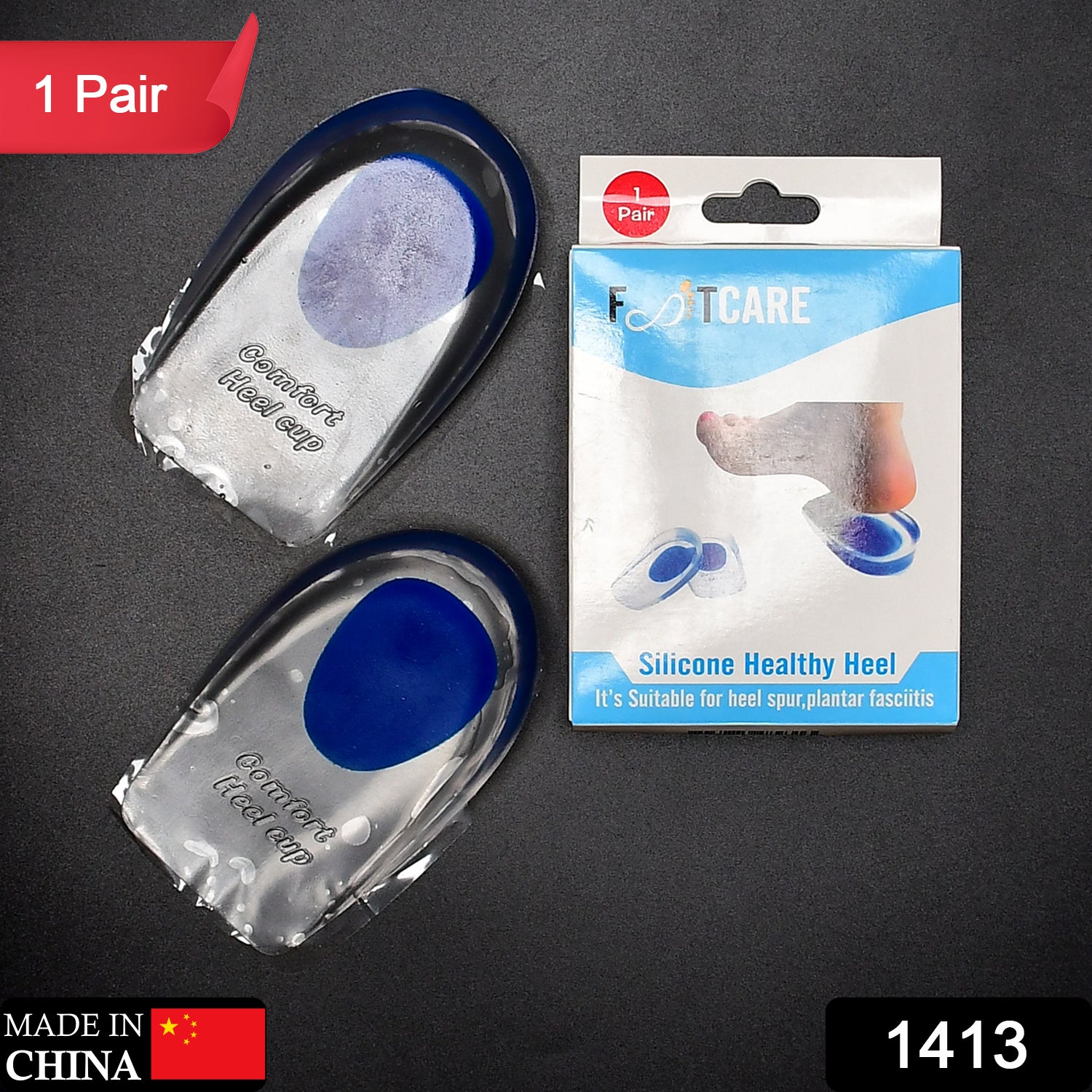 Silicone heel pads for ankle and heel pain relief.