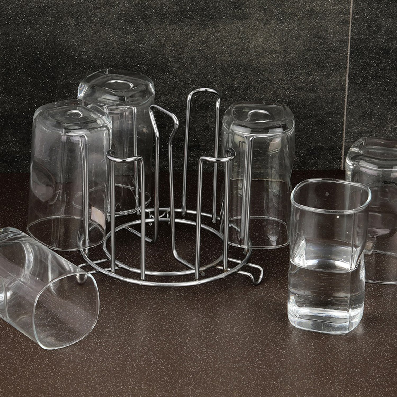 Stainless steel stand for storing glassware