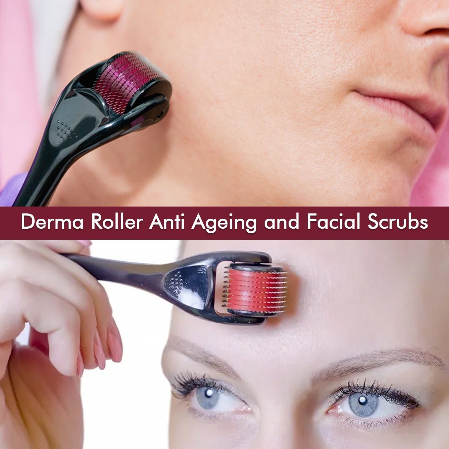 Derma roller with 1mm needles for skin treatment