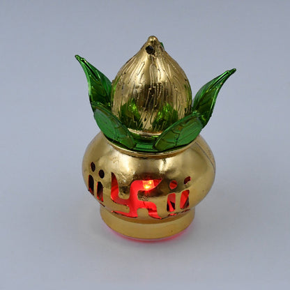 Gold Plated Decorative LED Kalash for Mandir