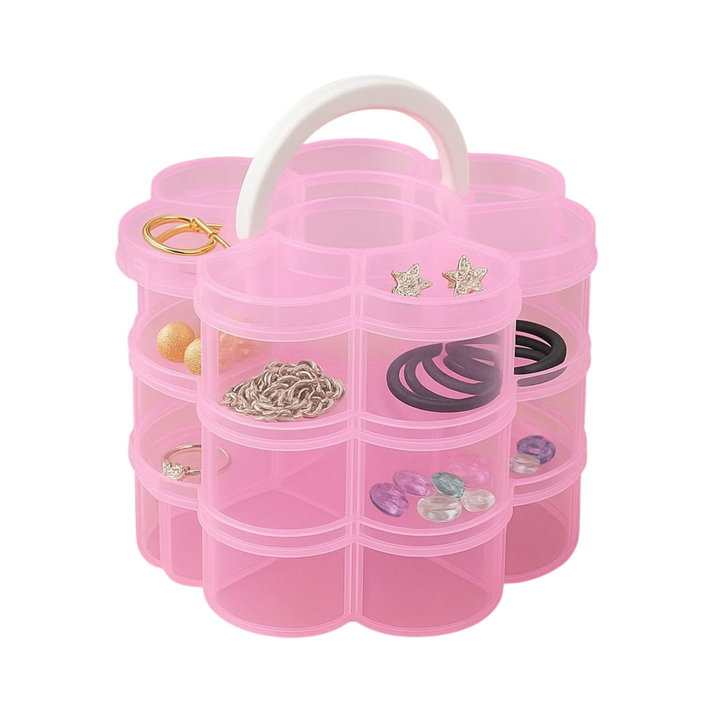 3-Layer Transparent Plastic Flower-Shaped Storage Box with 9 Grids