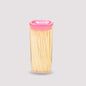 Bamboo toothpicks with dispenser box for hygiene.