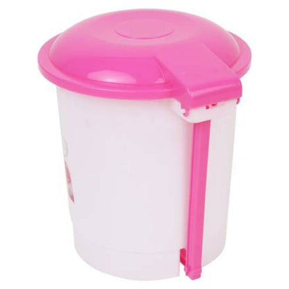 Desk dustbin with pedal for hands-free waste disposal in compact spaces.