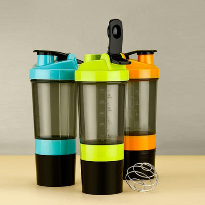 Shaker bottle for gym use with blending mechanism