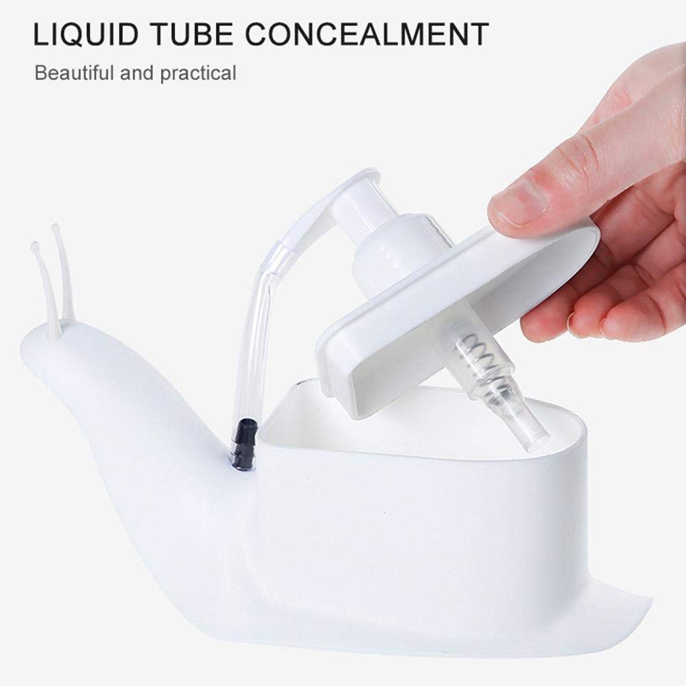 Creative snail-shaped liquid soap dispenser, ideal for portable use.