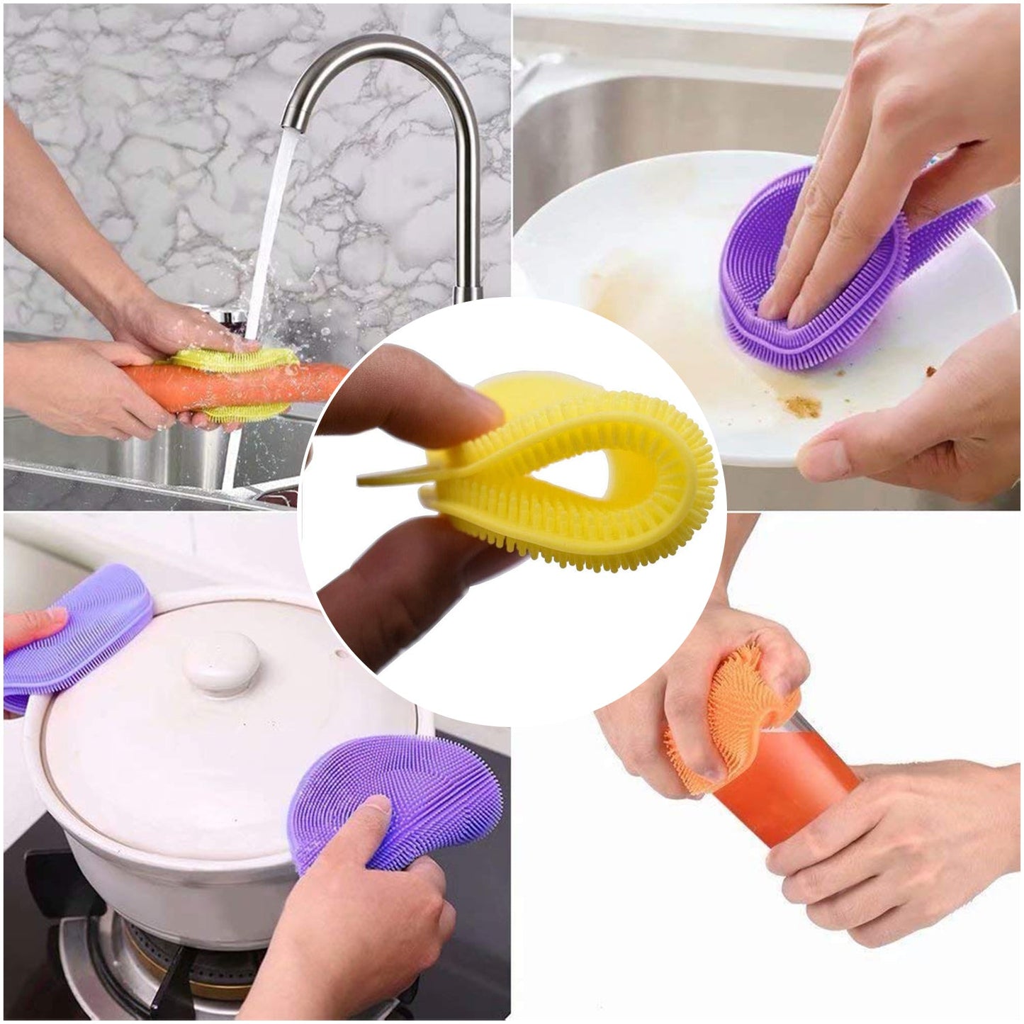 Silicone dish scrubber in mix colors, mildew-free and effective.