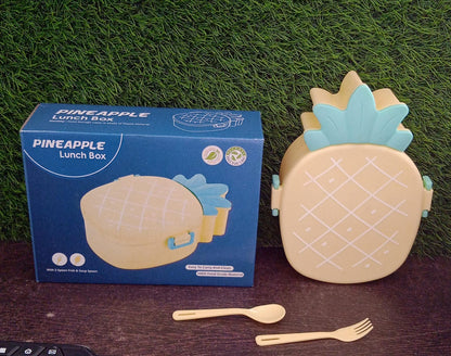 Kids Lunch Box Cute Pineapple Shaped Bento Box with Fork Spoon Snack Container Microwave Portable Office Lunch Box (1 Pc / With Spoon, Fork & Color Box)