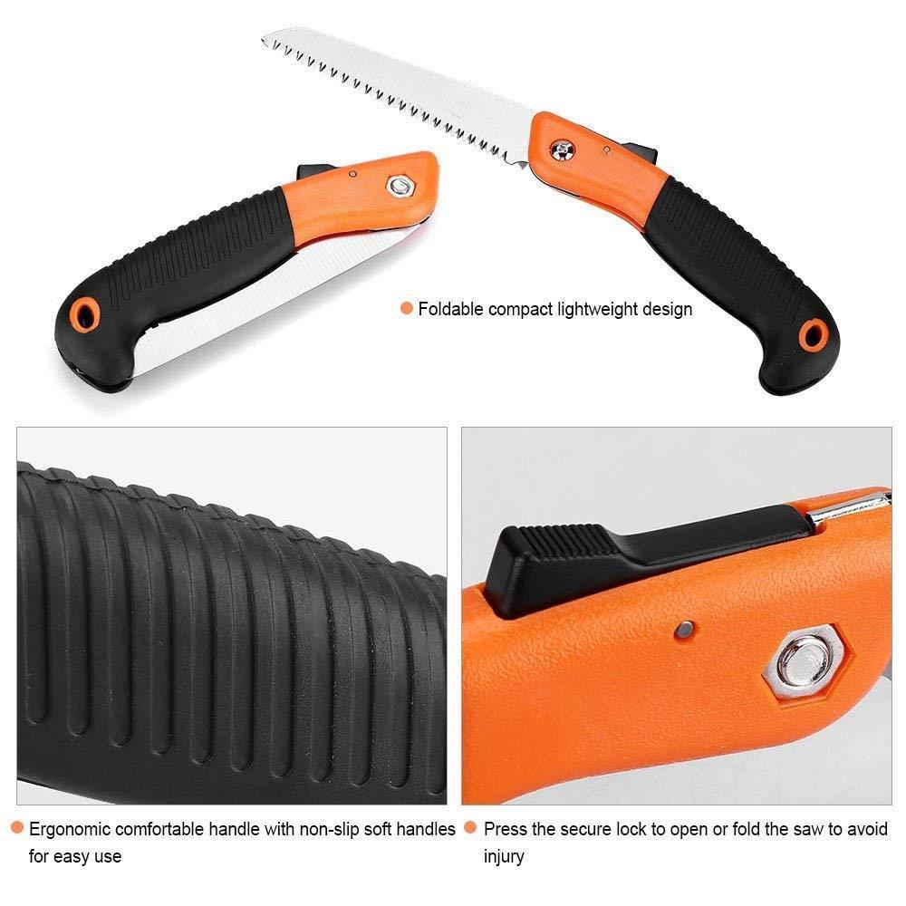 Portable folding saw for camping and gardening.