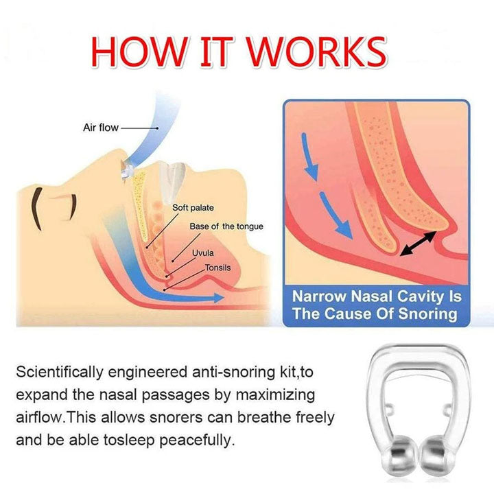 Effective snore-free nose clip designed for better sleep and reduced snoring.