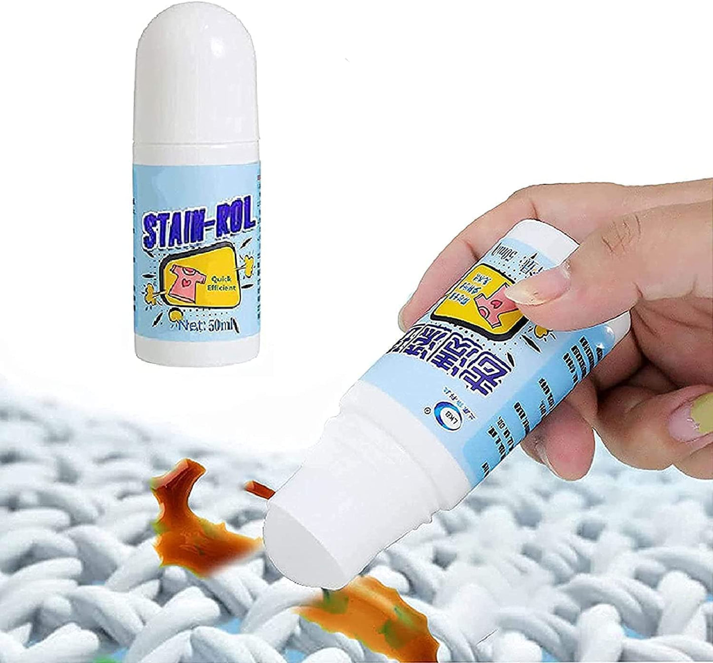 Clothes Stain Remover Bead Design Emergency Stain Rescue Roller Cleaner for Natural Fabric Removes Oil Almost All Types of Fabrics