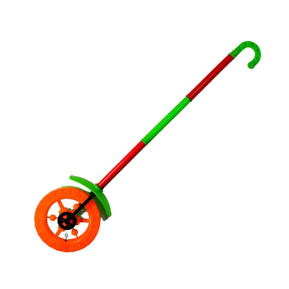 Colorful single wheel push toy with lights