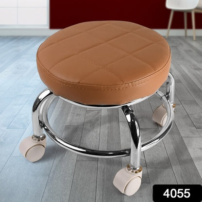 Heavy Duty Steel Base Round Rolling Stool With Wheels Pedicure Stool (1 Pc)